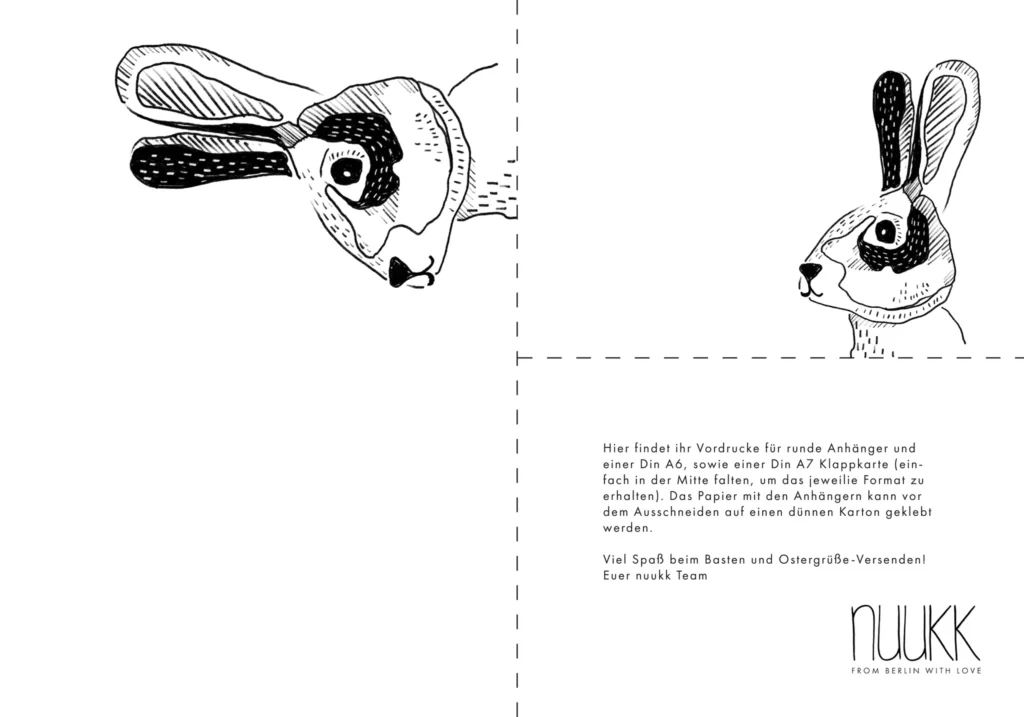 free printables Osterkarten Hase, Druckvorlage für Ostern