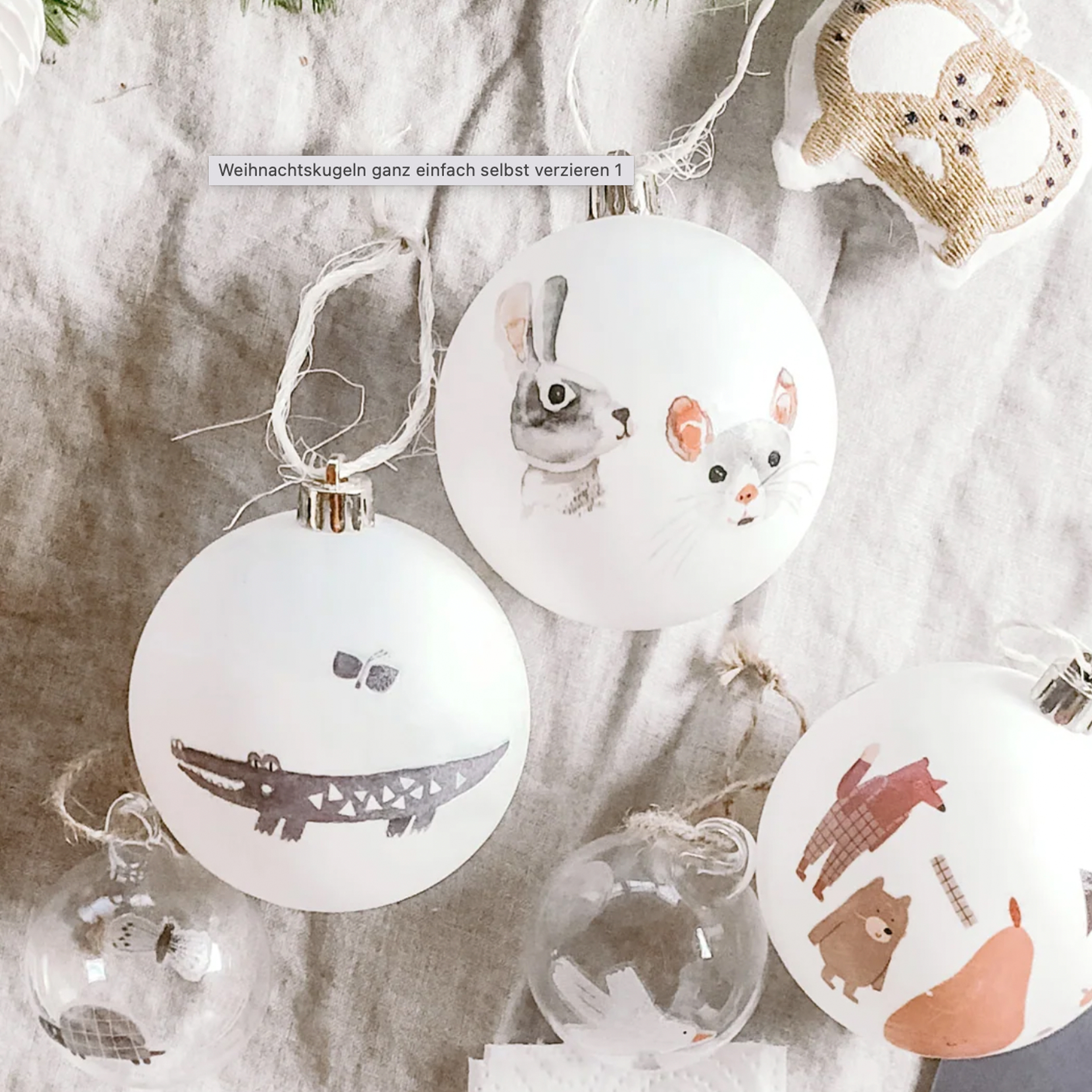 DIY weihnachtskugeln mit Kindertattoos bekleben, Weihnachtskugeln verzieren