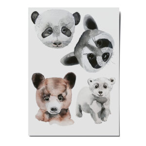 nuukk Bügelbilder “Bären” mit Panda, Braunbär, Waschbär und Eisbär