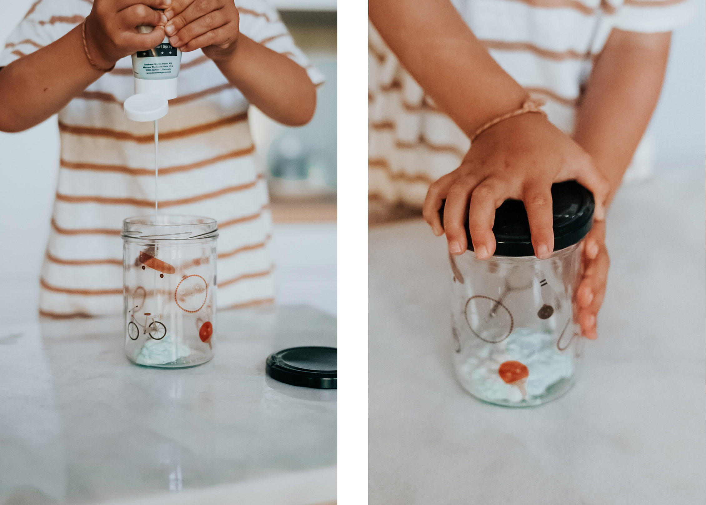 acrylfarbe ins marmeladenglas fuellen, stiftehalter diy von nuukk