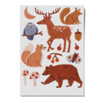 Waldtiere Bügelbilder von nuukk, Illustrationen von Elena Comte. Motive: Hirsch, Bär, Eichhörnchen, Eule