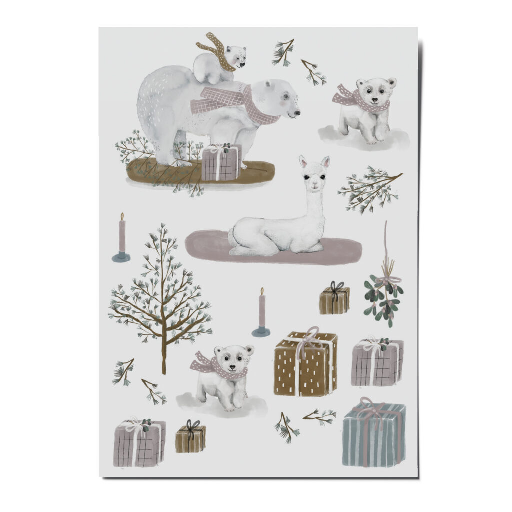 nuukk Bio Kindertattoos / Tattoos, vegan, Motive: Weihnachten, Winter, Eisbär, Alpaka, Geschenke, Winterliche Tiere Tattoos