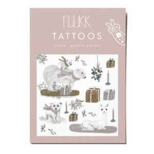 nuukk Bio Kindertattoos / Tattoos, vegan, Motive: Weihnachten, Winter, Eisbär, Alpaka, Geschenke. Winterliche Tiere Tattoos
