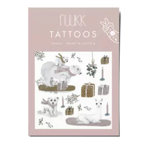 nuukk Bio Kindertattoos / Tattoos, vegan, Motive: Weihnachten, Winter, Eisbär, Alpaka, Geschenke. Winterliche Tiere Tattoos