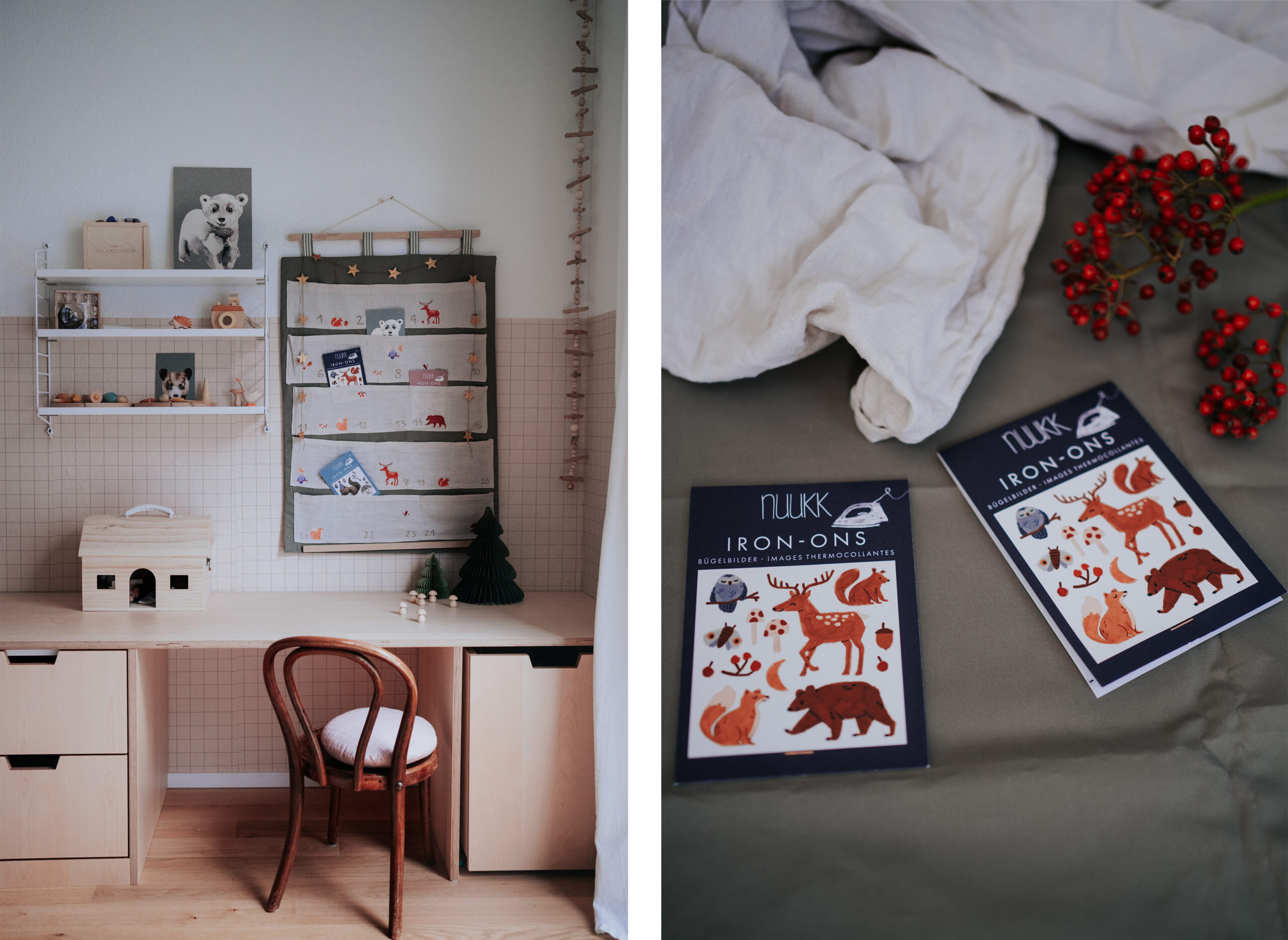 nuukk-Adventskalender-DIY Adventskalender aus Stoff, Nähanleitung, Verschönern mit nuukk Bügelbildern, DIY, Upcycling