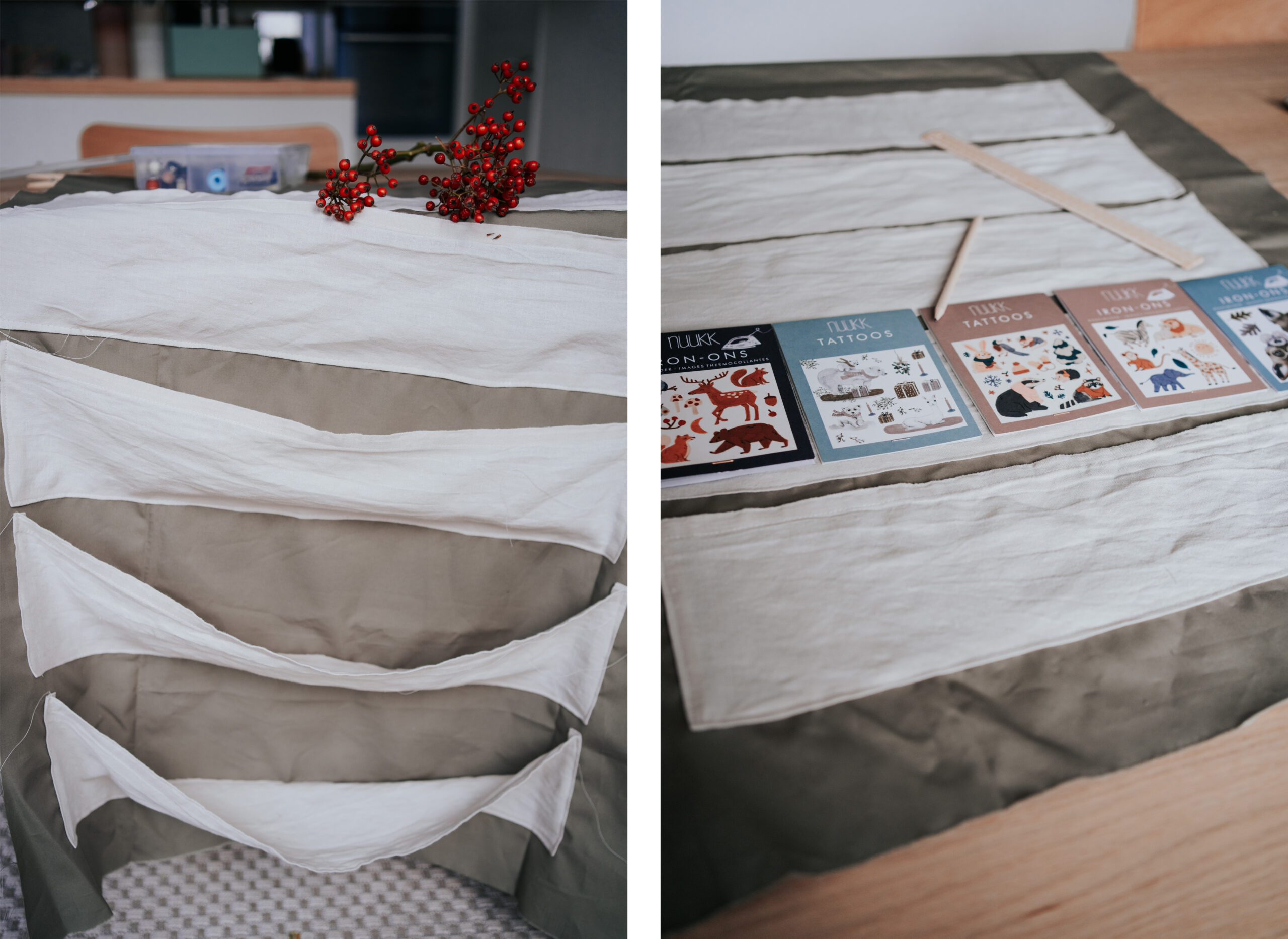 Adventskalender-DIY-nuukk-naehen Adventskalender aus Stoff, Nähanleitung, Verschönern mit nuukk Bügelbildern, DIY, Upcycling