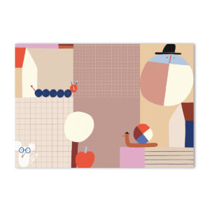 Schreibtischunterlage aus Papier für Kinder mit Raupe und viel Platz zum Schreiben. Von nuukk x Anna Katharina Jansen