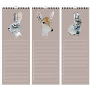 nuukk Geburtstagskalender Aquarelltiere 02 weiss 2