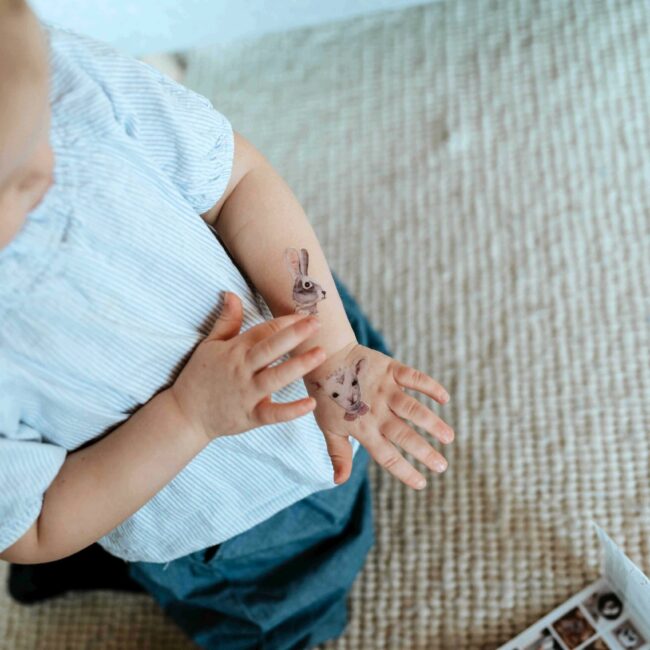 nuukk TemporaryTattoos Kindertattoos vegan12 scaled 3 Tiere Kindertattoos mit Hase und Lamm von nuukk