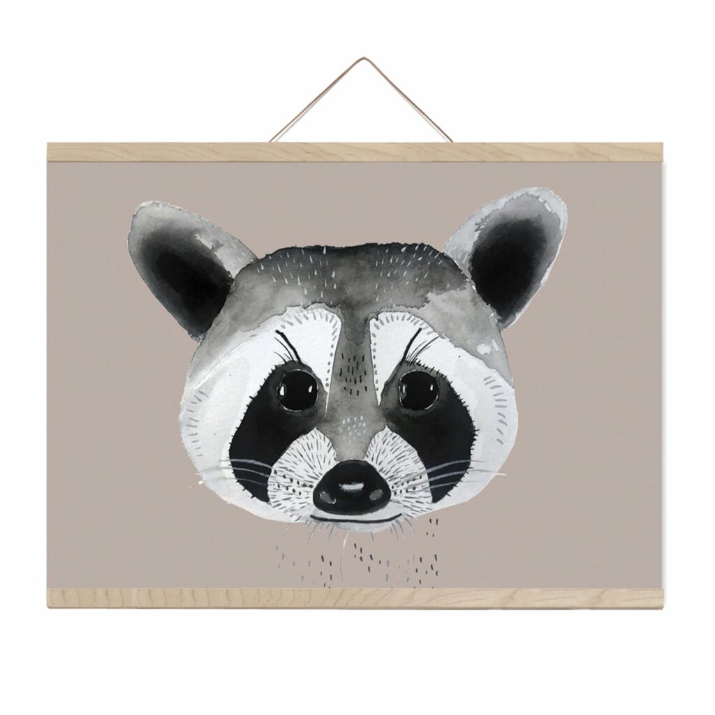 nuukk Kinderposter “Waschbär” | A4, Aquarell