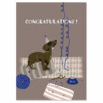 nuukk Karte aus Holzschliffpappe “Party Dackel” Party Dackel Alles Gute Karte Geburtstagskarte Partyhut