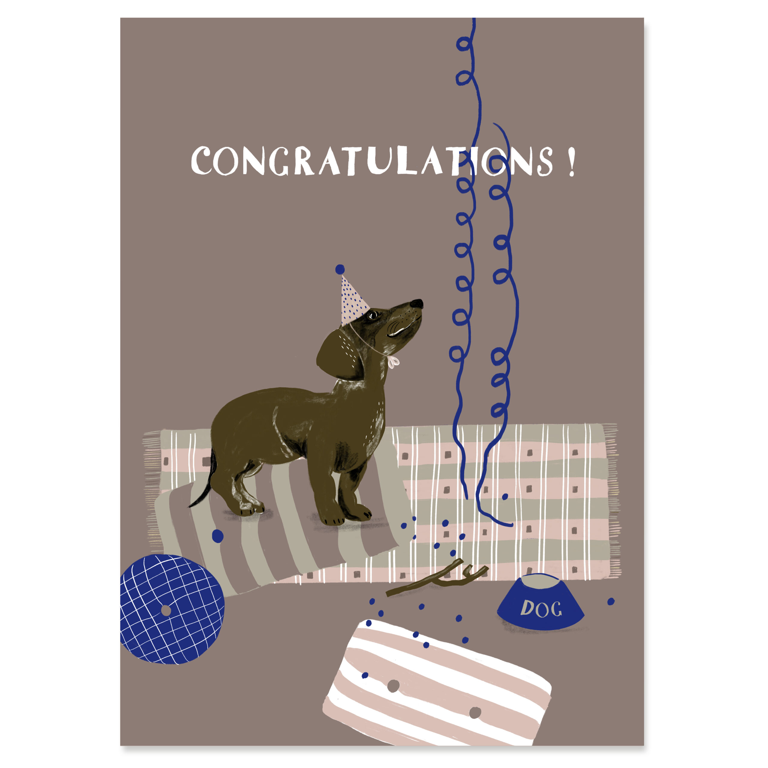 nuukk Karte aus Holzschliffpappe “Party Dackel” Party Dackel Alles Gute Karte Geburtstagskarte Partyhut