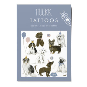 Vegane Kindertattoos “Hunde”. Bio Tattoos für Kinder. Motive: Dackel, Pudel, Mops, Labrador. vegan