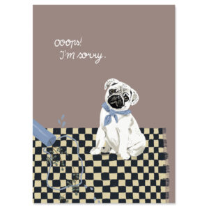 nuukk Postkarte aus Holzschliffpappe “Sorry” Entschuldigung Mops Karte Sorry Wiedergutmachung