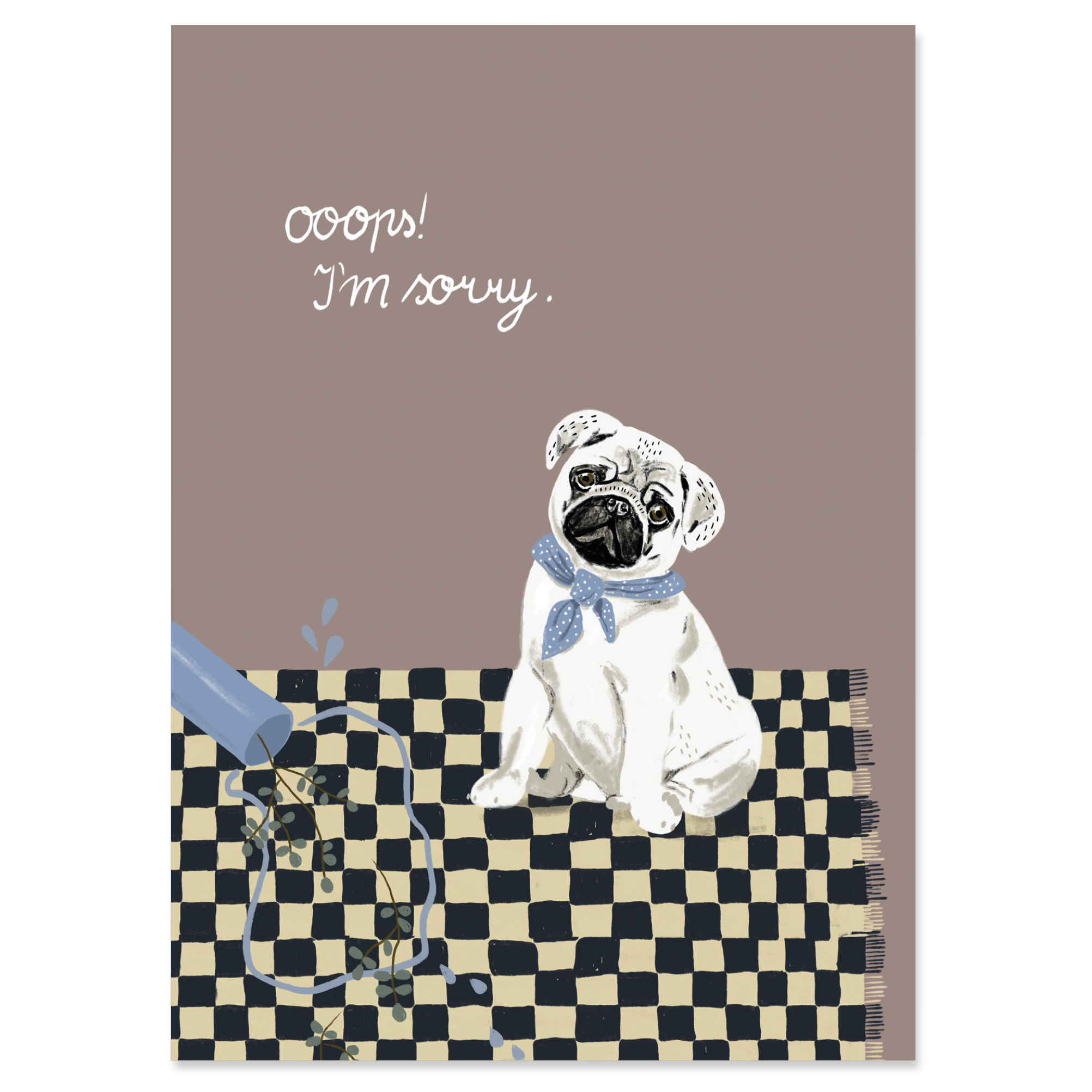 nuukk Postkarte aus Holzschliffpappe “Sorry” Entschuldigung Mops Karte Sorry Wiedergutmachung