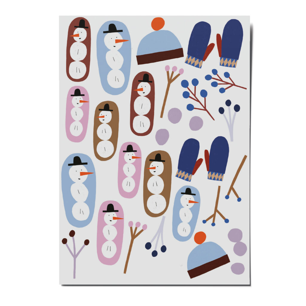 nuukk nachhaltige Kindertattoos “Schneemann”: mit Illustrationen von Anna Katharina Jansen. Winterliche Motive, wie Handschuhe, Mütze, Schneeflocken und Eisblumen. Perfekt zum Adventskalender-Befüllen.