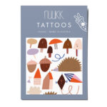 nuukk nachhaltige Kindertattoos “Igel”: mit Illustrationen von Anna Katharina Jansen. Herbstliche Motive, wie Eicheln, Drachen, Pilze und Wolken.