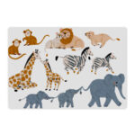 nuukk, Frühstücksbrettchen für Kinder, Schneidebrett, spülmaschinenfest, Motive: Elefant, Zebra, Giraffe, Affe, Löwe, Safari, Zootiere