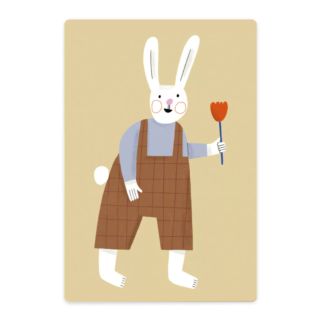 Frühstücksbrettchen Hase mit Tulpe, nuukk, Frühstücksbrettchen für Kinder, Schneidebrett, spülmaschinenfest, Hase