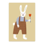 Frühstücksbrettchen Hase mit Tulpe, nuukk, Frühstücksbrettchen für Kinder, Schneidebrett, spülmaschinenfest, Hase