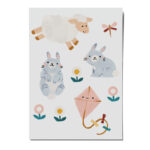 Bügelbilder Frühlingstiere von nuukk für Kinder mit tollen Frühlings-Motiven: Lamm, Hase, Blume.. Zum Aufbügeln auf Textilien. Einfach Flecken und kleine Löcher abdecken.