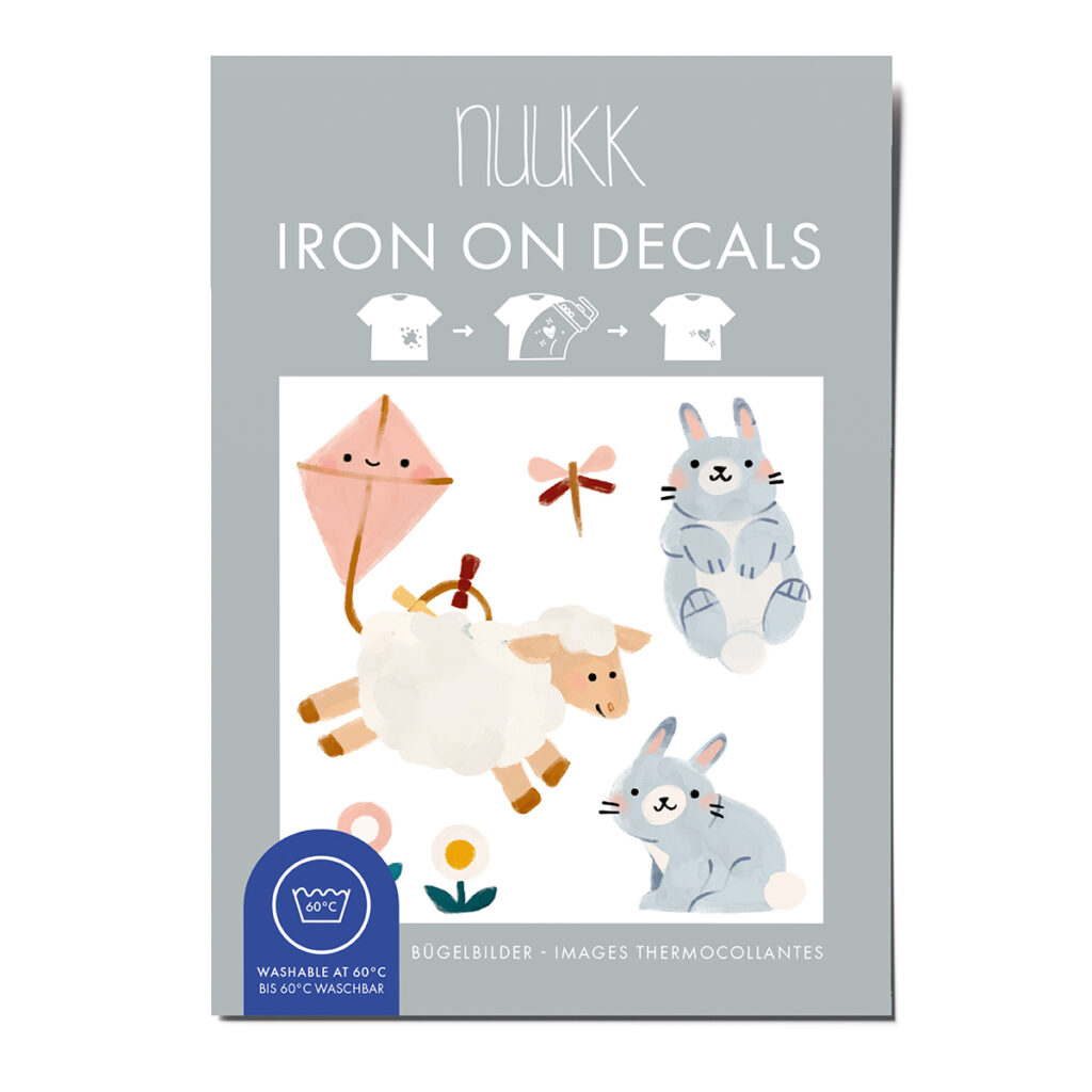 Bügelbilder Frühlingstiere, zum Überkleben von Flecken und kleinen Löchern. Motive: Lamm, Hase, Blumen