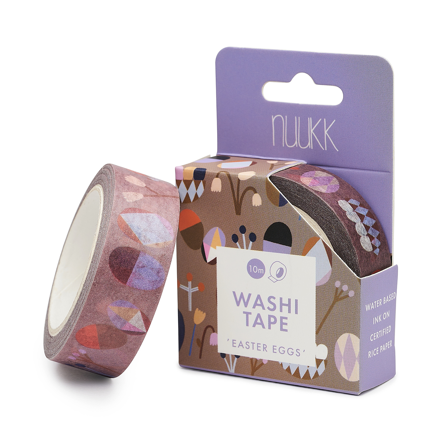 washi-tape-easter-eggs-nuukk-web Washi Tape / Klebeband / Masking Tape von nuukk "Ostern", Motive: Tulpe, Ostereier. Farbe: rosa, pink