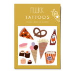 Kindertattoos Fastfood, Tattoos Fastfood. nuukk nachhaltige Kindertattoos “Fastfood”: mit Illustrationen von Anna Katharina Jansen. Popcorn, Pommes, Ketchup, Pizza, Breze, Eis, Sushi