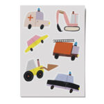 Brumm Reflexsticker von nuukk, reflektieren im Dunkeln für mehr Sicherheit im Straßenverkehr. Motive: Fahrzeuge, Feuerwehr, Polizei, Auto, Kipper, Raupenbagger, Krankenwagen