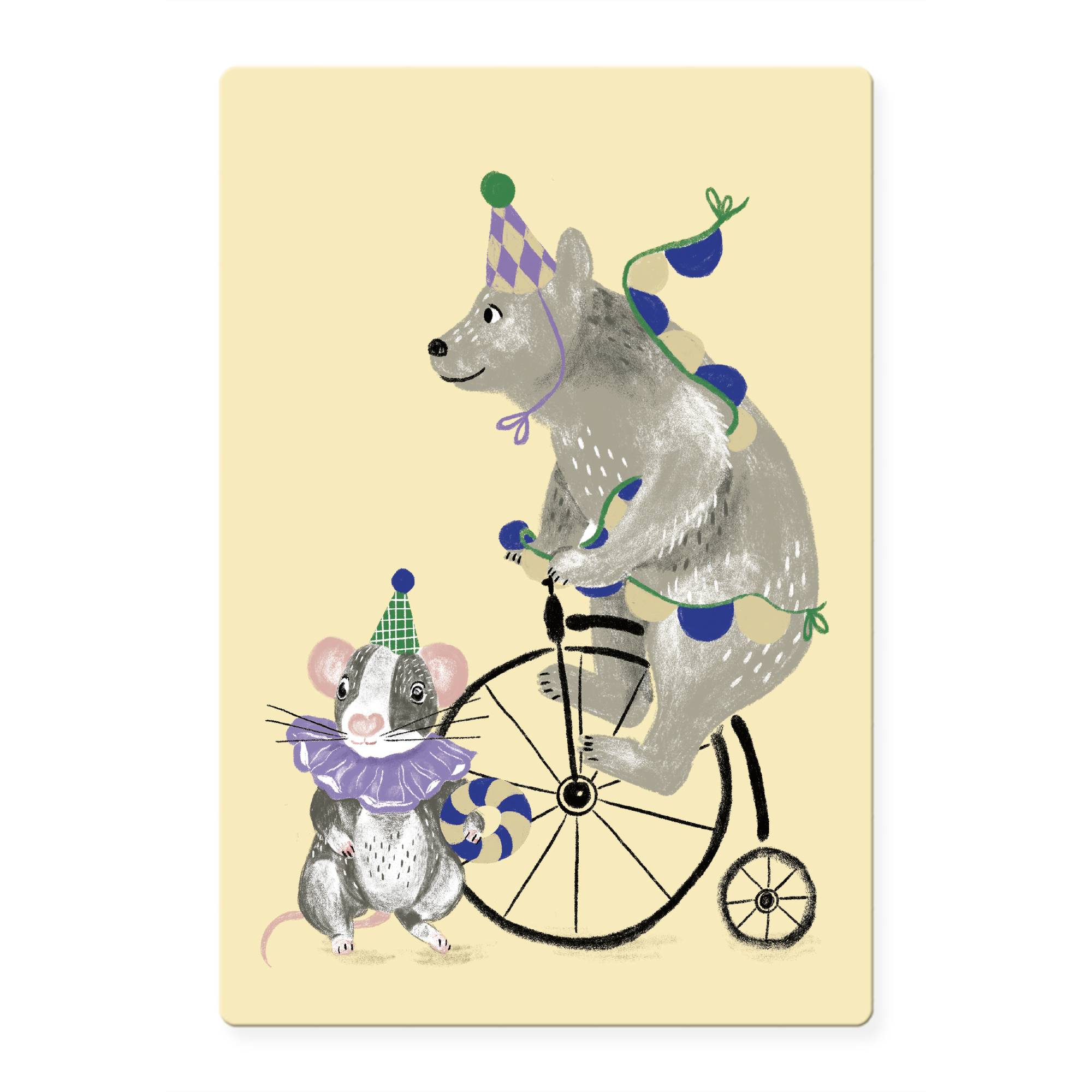 Zirkus-Schneidebrettchen-nuukk-web-2 Frühstücksbrettchen Bär und Maus, Schneidebrettchen mit Bär und Maus, Frühstücksbrettchen für Kinder, laminiertes Birkenfurnier, Zirkusmotiv