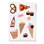 reflektierende Aufkleber mit Fast Food Motiven, wie Pizza, Breze, Pommes, Sushi, Eis und Popcorn. Für Sicherheit im Straßenverkehr. Zum Aufkleber auf den Helm, das Rad, Roller, uvm. Reflektierende Sticker Fast Food