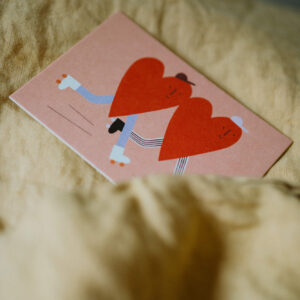 Postkarten von Anna Katharina Jansen auf dicke Holzschliffpappe gedruckt. Liebe, Ehe, Hochzeit, Valentinstag, Herzen