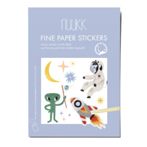 Feine Papieraufkleber Stickerbogen, Aufkleberset "Space": Alien, Mond, Sterne, UFO, Rakete, Weltraumkuh
