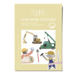Feine Papieraufkleber Stickerbogen, Aufkleberset "Baustelle": Bagger, Kran, Maulwurf, Wühlmaus