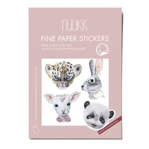 Feine Papieraufkleber Stickerbogen, Aufkleberset "Aquarelltiere": Leopard, Hase, Lamm, Panda