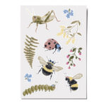 Feine Papieraufkleber Stickerbogen, Aufkleberset "Bienen": Insekten, Blumen, Marienkäfer