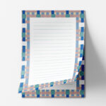 Pattern Party Notizblock, 50 Seiten, Briefpapier mit Grid-Muster in rosa und blau