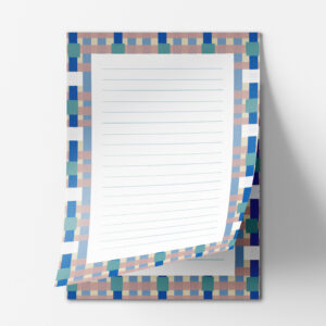 Pattern Party Notizblock, 50 Seiten, Briefpapier mit Grid-Muster in rosa und blau