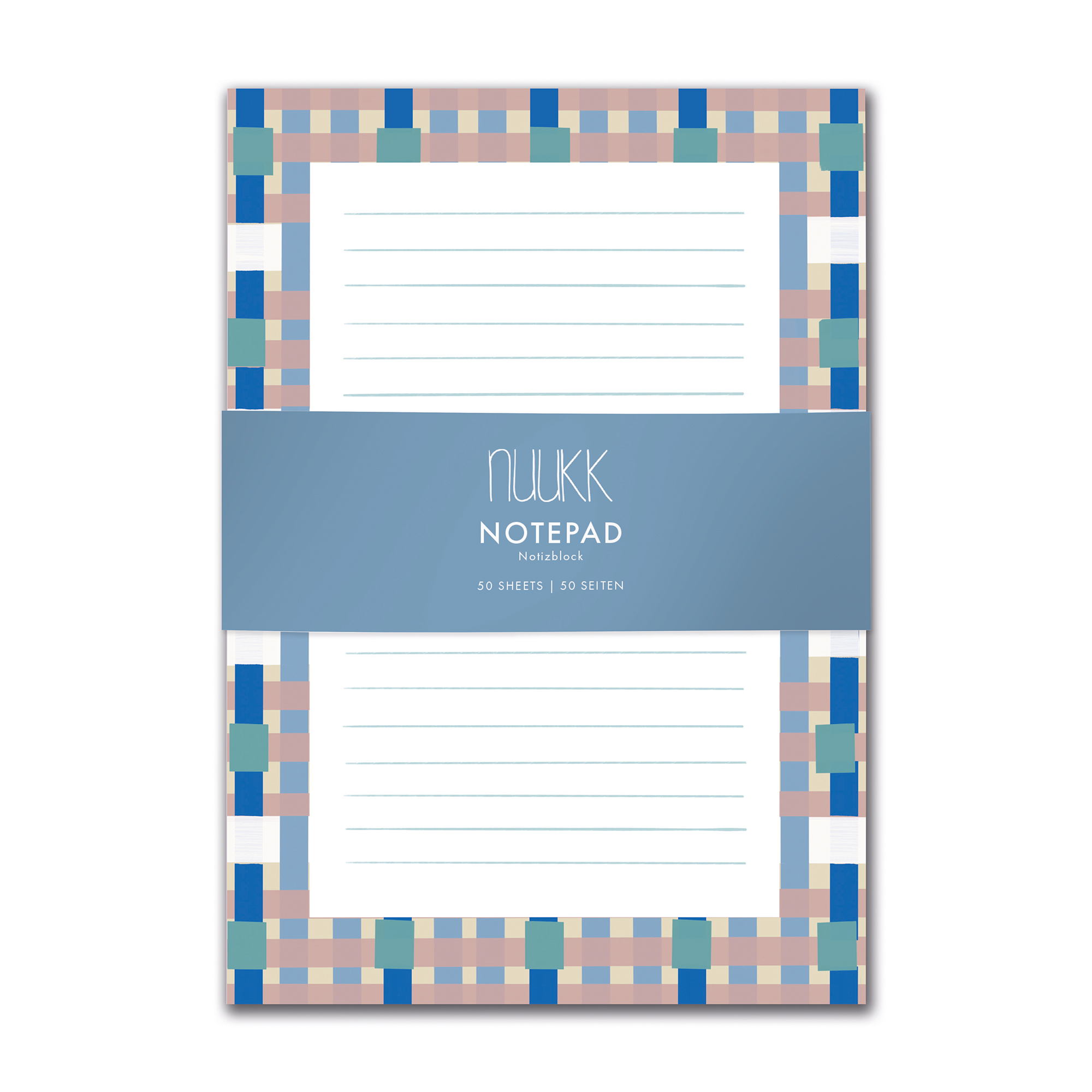 Notizblock Pattern Party, 50 Seiten, Briefpapier mit Grid-Muster in rosa und blau