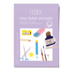 Feine Papieraufkleber Stickerbogen, Aufkleberset "Schule": Radiergummi, Stift, Schere, Tinte, Pinsel, Einschulung, Schultüte