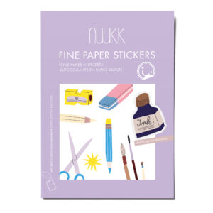 Feine Papieraufkleber Stickerbogen, Aufkleberset "Schule": Radiergummi, Stift, Schere, Tinte, Pinsel, Einschulung, Schultüte