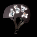 Reflektierende Sticker Lamm & Hase Reflektierende Aufkleber auf Fahrradhelm. Motive: Aquarelltiere, Hase, Lamm, Maus
