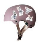 Reflektierende Sticker “Lamm & Hase”. Reflektierende Aufkleber auf Fahrradhelm. Motive: Aquarelltiere, Hase, Lamm, Maus, Reflektierende Sticker Lamm und Hase