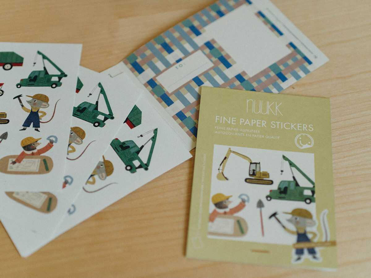 Stickerbogen, Aufkleber für Kinder "Baustelle" Bagger, Kran, Schaufel, Schubkarre, Maulwurf