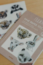 Stickerbogen, Aufkleber für Kinder "Aquarelltiere" mit Lamm, Panda, Löwe, Hase, Waschbär