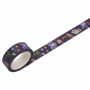 Washi Tape Space. Masking Tape mit Planeten, Rakete, Alien, Weltraum-Kuh, Sterne, Mond