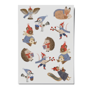 Tattoos Waldtiere im Winter, Kindertattoos, Maus, Eule, Igel, Fuchs, Bär, Wintertiere, Melinda Berti