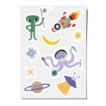 Reflektierende Sticker Weltraum, Reflektierende Aufkleber, Space, Alien, Rakete, Sterne, Sicherheit im Straßenverkehr, Aufkleber für Fahrrad und Helm, Reflektierende Sticker Space