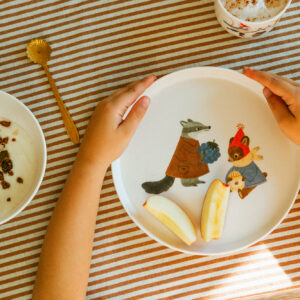 Kindergeschirr aus rPET, recyceltes Plastik, LFGB, EU Standards, Kindertasse, Kinderbecher, Kinderteller, Kinderteller mit Bär, Frühstückstisch