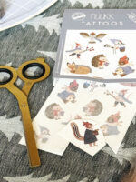 Kindertattoos Waldtiere im Winter, Temporäre Tattoos mit Bär, Igel, Vogel, Maus